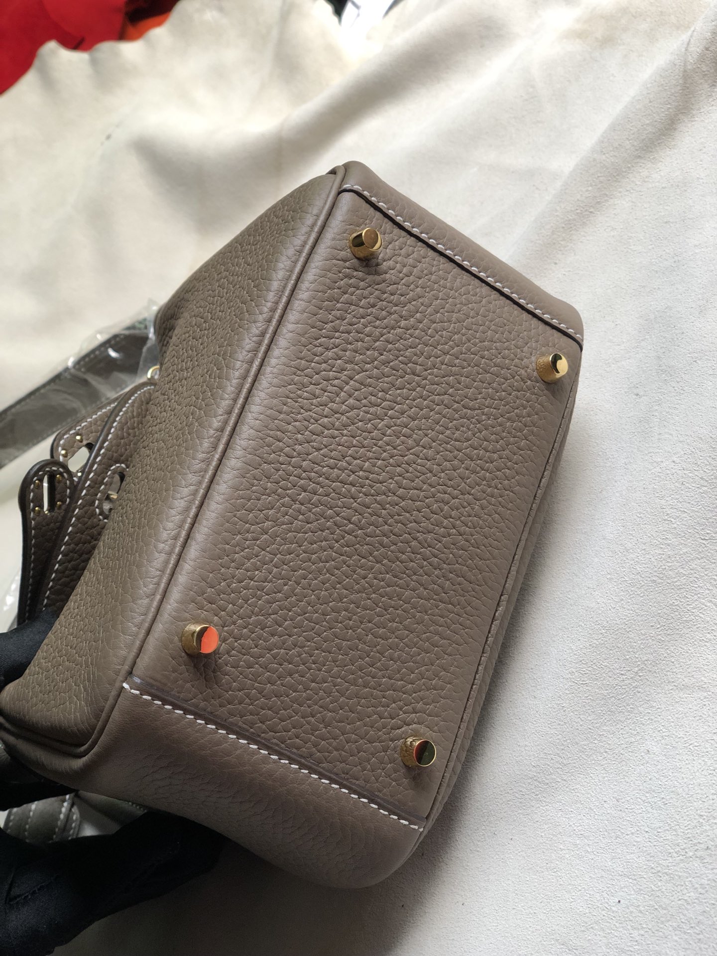 에르메스 미니 린디백 에토프 금장 끌레망스 가죽